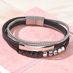 Microfiber Leather Cord Multi-strand Bracelets&nbsp;BJEW-C153-01F