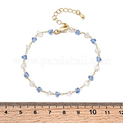 Brass & Glass Link Chain Bracelets for Women&nbsp;BJEW-F517-01G