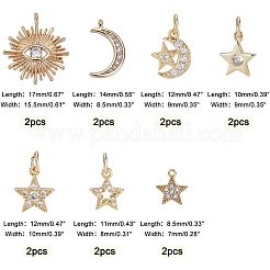 14Pcs 7 Style Brass Micro Pave Cubic Zirconia Charms&nbsp;ZIRC-FH0001-10