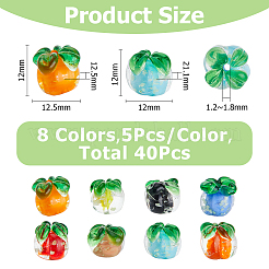 40Pcs 8 Styles Handmade Lampwork Fruit Beads&nbsp;LAMP-FI0001-04