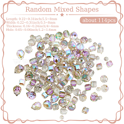 114Pcs Transparent Electroplate Glass Beads&nbsp;GLAA-PA0001-17C