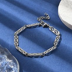 304 Stainless Steel Rectangle Link Bracelets for Men & Women&nbsp;BJEW-D042-31P