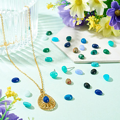 26Pcs 13 Styles Synthetic Blue Lace Agate & Black Stone & Natural White Jade & Amazonite & Unakite Cabochons&nbsp;G-TA0003-28B