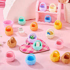 16Pcs 8 Colors Resin Flower Basket Miniature Ornaments&nbsp;DJEW-TA0001-37