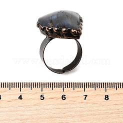 Natural Labradorite and Brass Cuff Rings&nbsp;RJEW-Q025-01A