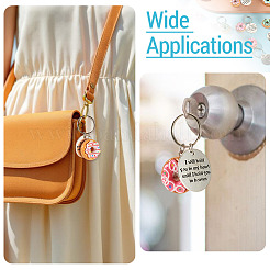 24Pcs Opaque Resin Donut & Alloy Flat Round with Quote Word Keychains&nbsp;KEYC-TAC00074