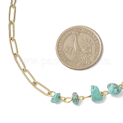 Handmade Synthetic Turquoise Chip Beads & 304 Stainless Steel Paperclip Chain Necklaces&nbsp;NJEW-JN05499-02