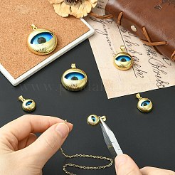 6Pcs 6 Styles Brass Resin Pendants&nbsp;KK-CJ0014-19