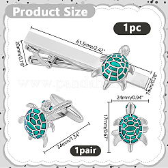Stainless Steel Cufflinks & Brass Enamel Tie Clips&nbsp;AJEW-AR0005-67