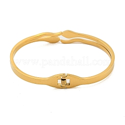 Snake 304 Stainless Steel Rhinestone Open Cuff Bangles for Women&nbsp;BJEW-P327-01B-G
