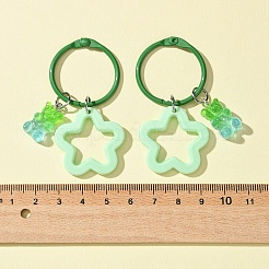 Bear & Star Resin & Acrylic Pendant Keychain&nbsp;HJEW-FZ00035