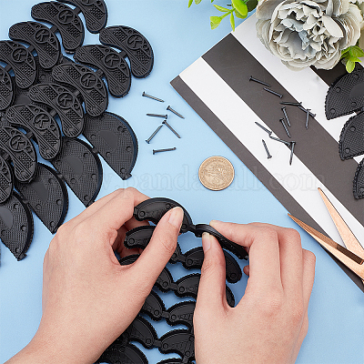Wholesale AHANDMAKER 60 Pcs Heel Plates Rubber Shoe Heel Taps Black Shoe Sole Heel Shoes Repair Pads Replacement Shoe Repair Kit with Iron Nails for Boots High Heels Shoes Pandahall