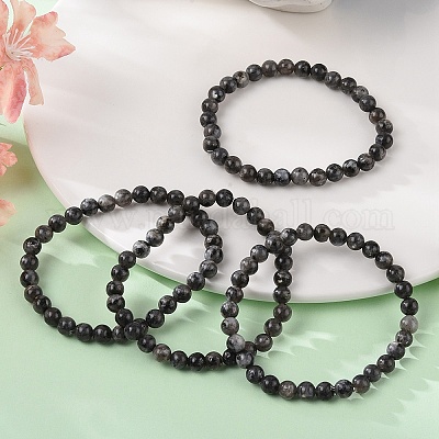 Natural Larvikite Bead Stretch Bracelets&nbsp;BJEW-K212-A-046-1