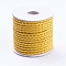 Round Braided Cowhide Cords, Yellow, 3mm, about 10.93 yards(10m)/roll