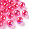 Transparent Acrylic Beads, AB Color Plated, Round, Fuchsia, 16x15mm, Hole: 2.8mm, about 220pcs/500g