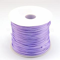 Nylon Satin Rattail Cords, Beading Threads for Bracelet Jewelry Making Chinese Knot Macrame Craft, Medium Purple, 1.0mm, about 76.55 yards(70m)/roll