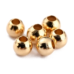 Brass Spacer Beads, Cadmium Free & Lead Free, Long-Lasting Plated, Round, Real 24K Gold Plated, 2.3x2mm, Hole: 1mm