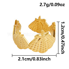 304 Stainless Steel Cuff Open Rings, Shell Shape, Golden, 12mm, Inner Diameter: 21mm
