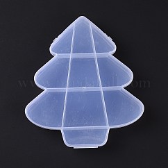 10 Grids Transparent Plastic Box, Christmas Tree Shaped Bead Containers for Small Jewelry and Beads, WhiteSmoke, 18x15.9x2.5cm, Inner Diameter: 22~52x27~59x22mm 