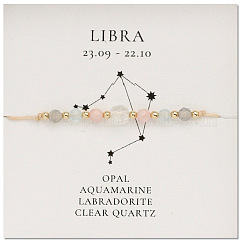 Natural Gemstone Constellation Beaded Bracelets, Libra, Colorful, 11 inch(28cm)