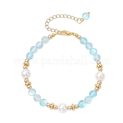 Synthetic Moonstone Round Beaded Bracelets for Women&nbsp;BJEW-JB11915-02