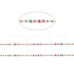 Colorful Rondelle Glass Beaded Link Chains&nbsp;CHS-G028-14G