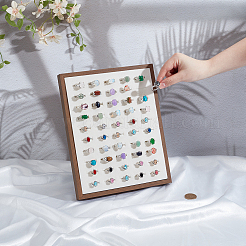 50-Slot Wooden Photo Frame Earring Organizer Display Stands with Velvet Mat&nbsp;ODIS-SC0001-10