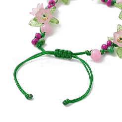 2Pcs Flower Acrylic & MIYUKI Seed Beads & Natural Carnelian & Yellow Jade Bracelets&nbsp;BJEW-MZ00221