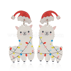 Cute Christmas Sheep Acrylic Dangle Stud Earrings&nbsp;QW2169