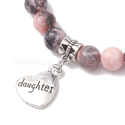 Natural Pink Zebra Jasper Beaded Stretch Bracelets for Woman&nbsp;BJEW-JB11526-02