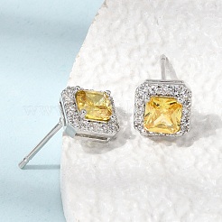 Brass Micro Pave Cubic Zirconia Stud Earrings&nbsp;EJEW-G471-06P