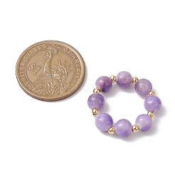 5Pcs 5 Styles Natural White Jade & Indian Agate & Lapis Lazuli & Red Aventurine & Opalite Stretch Rings&nbsp;RJEW-JR00760