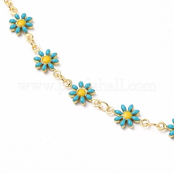 Daisy Link Chain Necklaces & Bracelets Jewelry Sets&nbsp;SJEW-JS01138-02