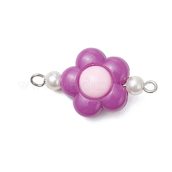 Two Tone Opaque Acrylic & Glass Pearl Flower Connector Charms&nbsp;PALLOY-JF03484-02