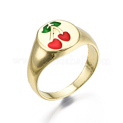 Rack Plating Alloy Enamel Wide Band Rings&nbsp;RJEW-T011-37LG-RS