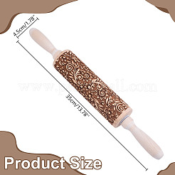 Flower Print Wood Rolling Pin&nbsp;AJEW-WH0314-689C