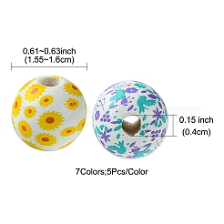 35Pcs 7 Colors Wood European Beads&nbsp;WOOD-FS0001-17