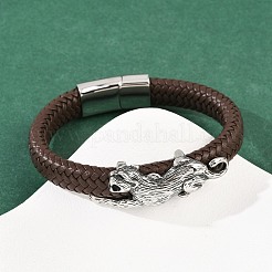 11.5MM Microfiber Leather Braided Cord Leopard Bracelets&nbsp;BJEW-H631-02AS-02