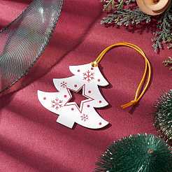 Christmas Wood Christmas Tree Pendant Decorations&nbsp;HJEW-JM02166-03