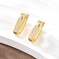Rectangle Brass Cubic Zirconia Hoop Earrings&nbsp;EJEW-A156-16A-G