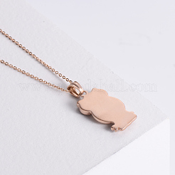 Stainless Steel Cute Owl Pendant Necklaces&nbsp;PB2327