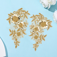1Pair Flower Lace Polyester Embroidery Organza Ornament Accessories&nbsp;DIY-CY0002-32A