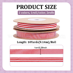 2 Rolls 2 Colors Polyester Striped Ribbon&nbsp;OCOR-PH0036-73