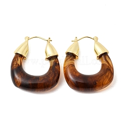 Brass Resin Hoop Earrings&nbsp;EJEW-P333-11D-G02