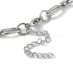 Non-Tarnish 304 Stainless Steel Oval & Ring Link Chain Necklaces for Women&nbsp;NJEW-D056-02P