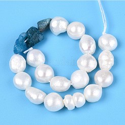 Natural Apatite Nuggets & Natural Cultured Freshwater Pearl Beads Strands&nbsp;PEAR-N023-01A-09