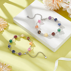 2Pcs Round Natural Mixed Gemstone Beads Bracelets for Women&nbsp;BJEW-UN00018