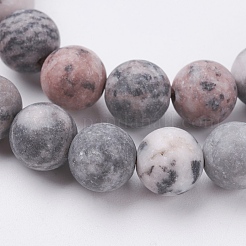 Natural Pink Zebra Jasper Beads Strands&nbsp;X-G-J376-46F-8mm