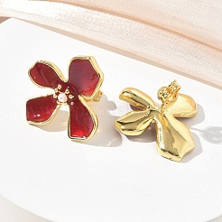 Brass Enamel Stud Earrings for Women&nbsp;KK-CBA760A-11G