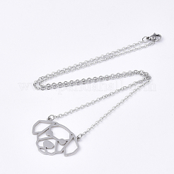 Non-Tarnish 201 Stainless Steel Puppy Pendant Necklaces&nbsp;NJEW-T009-JN043-1-40